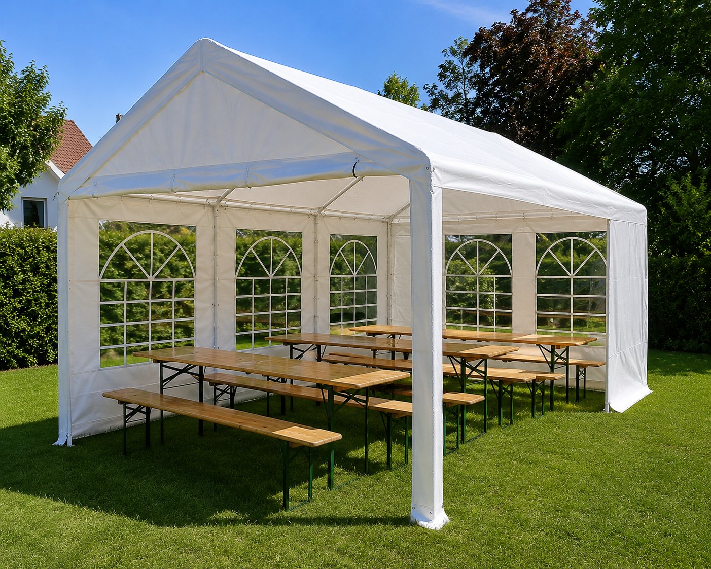 Weißes Partyzelt 4 × 6 m